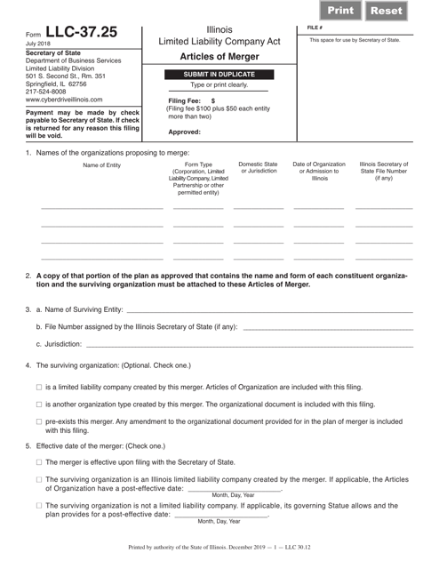 Form LLC-37.25  Printable Pdf
