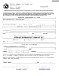 State Form 56627 &quot;Claimant Request for Notice by Mail&quot; - Indiana