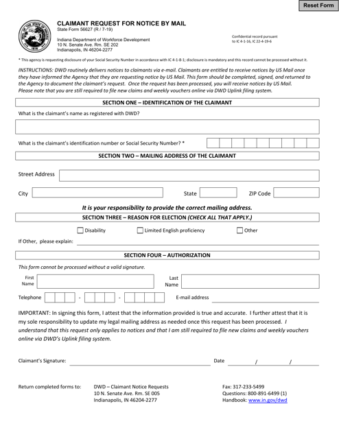 State Form 56627  Printable Pdf