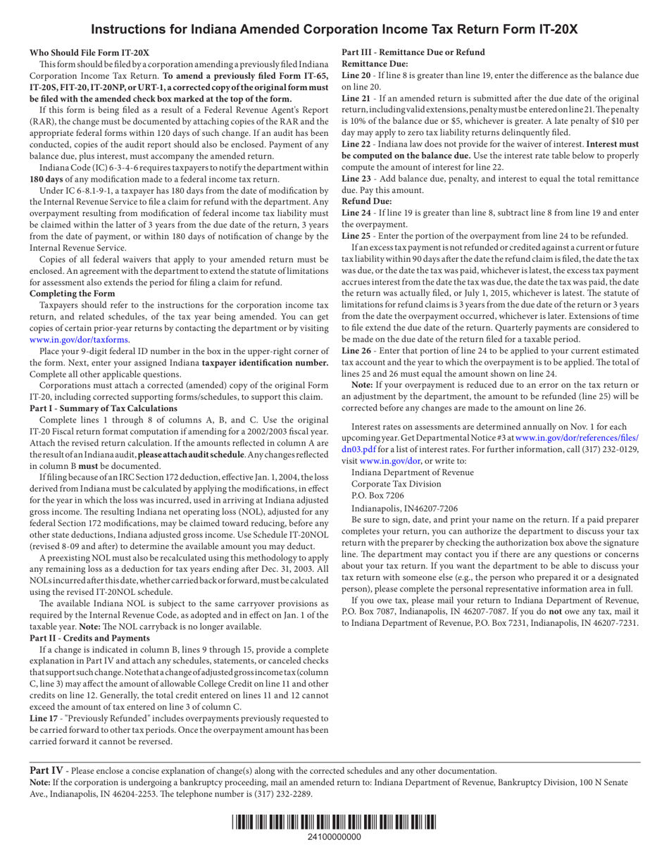 Form IT-20X (State Form 438) Amended Corporation Income Tax Return - Indiana, Page 3