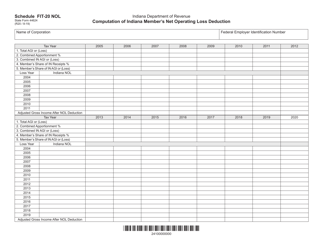 Document preview: State Form 44624 Schedule FIT-20 NOL Computation of Indiana Member's Net Operating Loss Deduction - Indiana