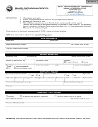 State Form 16 Records Disposition Notification - Indiana