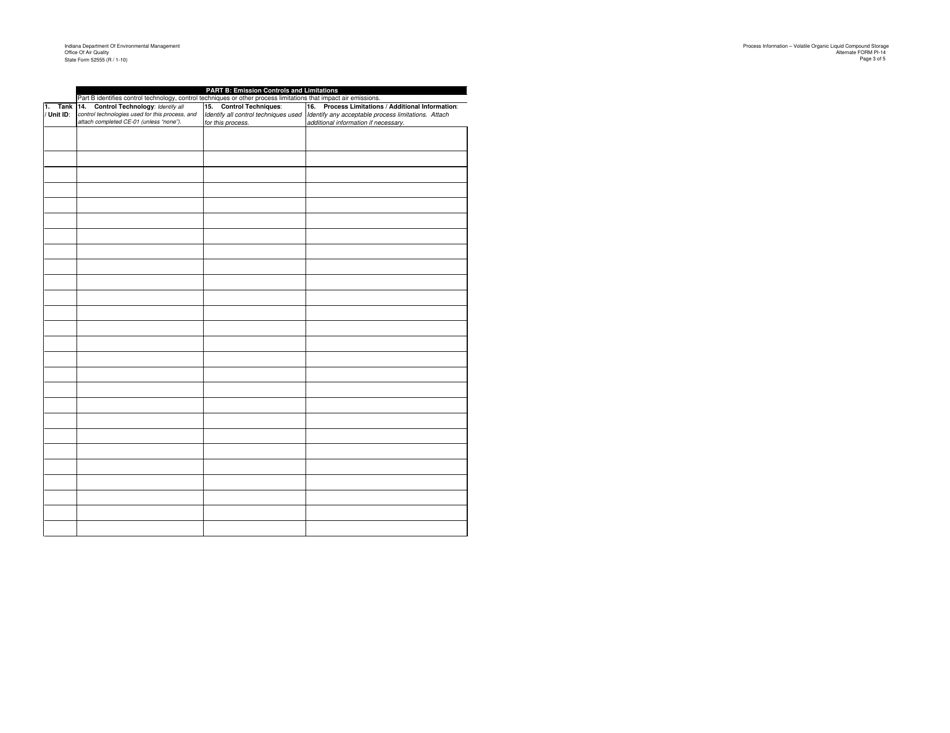 Form PI-14ALT (State Form 52555) Oaq Process Information Application - Volatile Organic Liquid Compound Storage - Indiana, Page 3