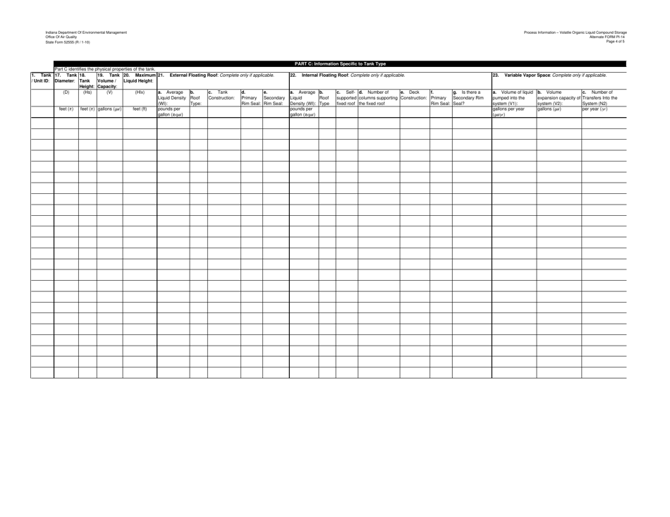 Form PI-14ALT (State Form 52555) Oaq Process Information Application - Volatile Organic Liquid Compound Storage - Indiana, Page 4