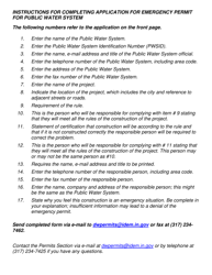 State Form 54188 Emergency Drinking Water Construction Permit Request - Indiana, Page 2