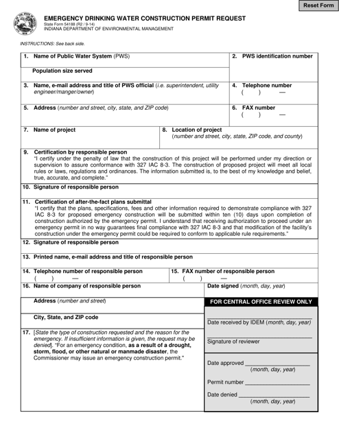 State Form 54188  Printable Pdf