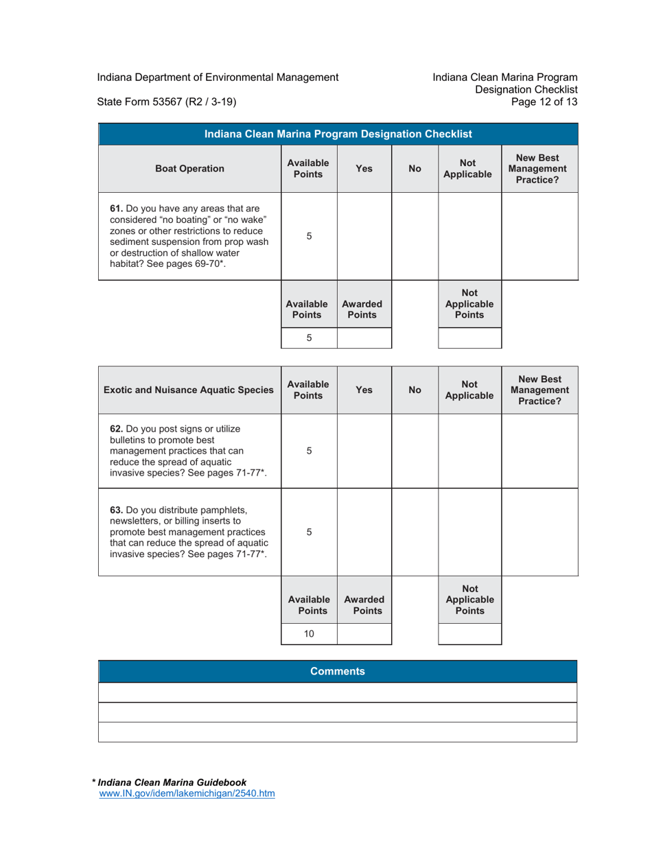 State Form 53567 Indiana Clean Marina Program Designation Checklist - Indiana, Page 12