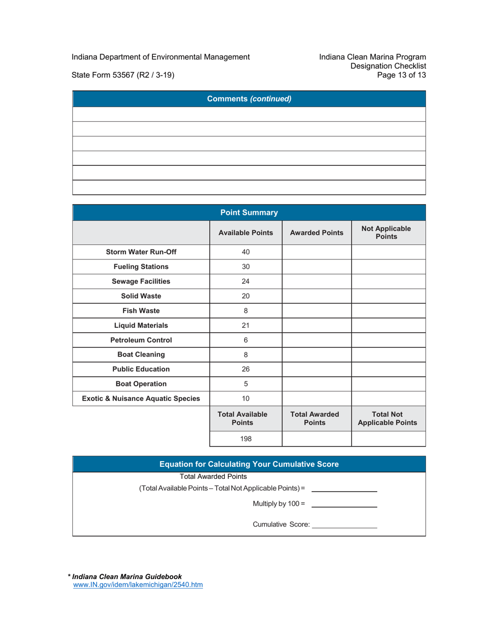 State Form 53567 Indiana Clean Marina Program Designation Checklist - Indiana, Page 13