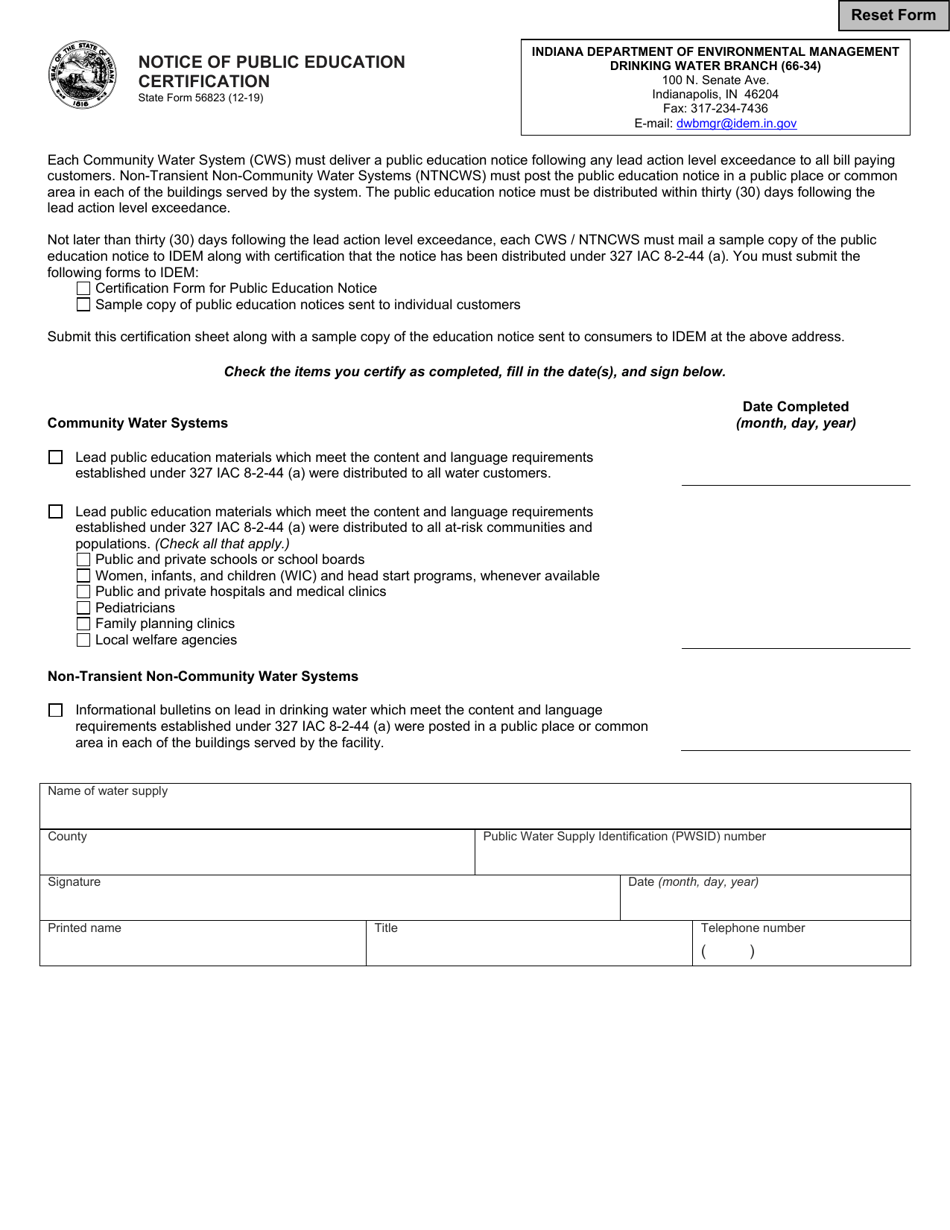 State Form 56823 Fill Out Sign Online and Download Fillable PDF