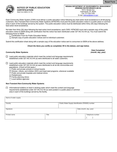 State Form 56823  Printable Pdf