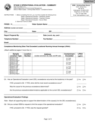 State Form 55260 Stage 2 Operational Evaluation - Summary - Indiana
