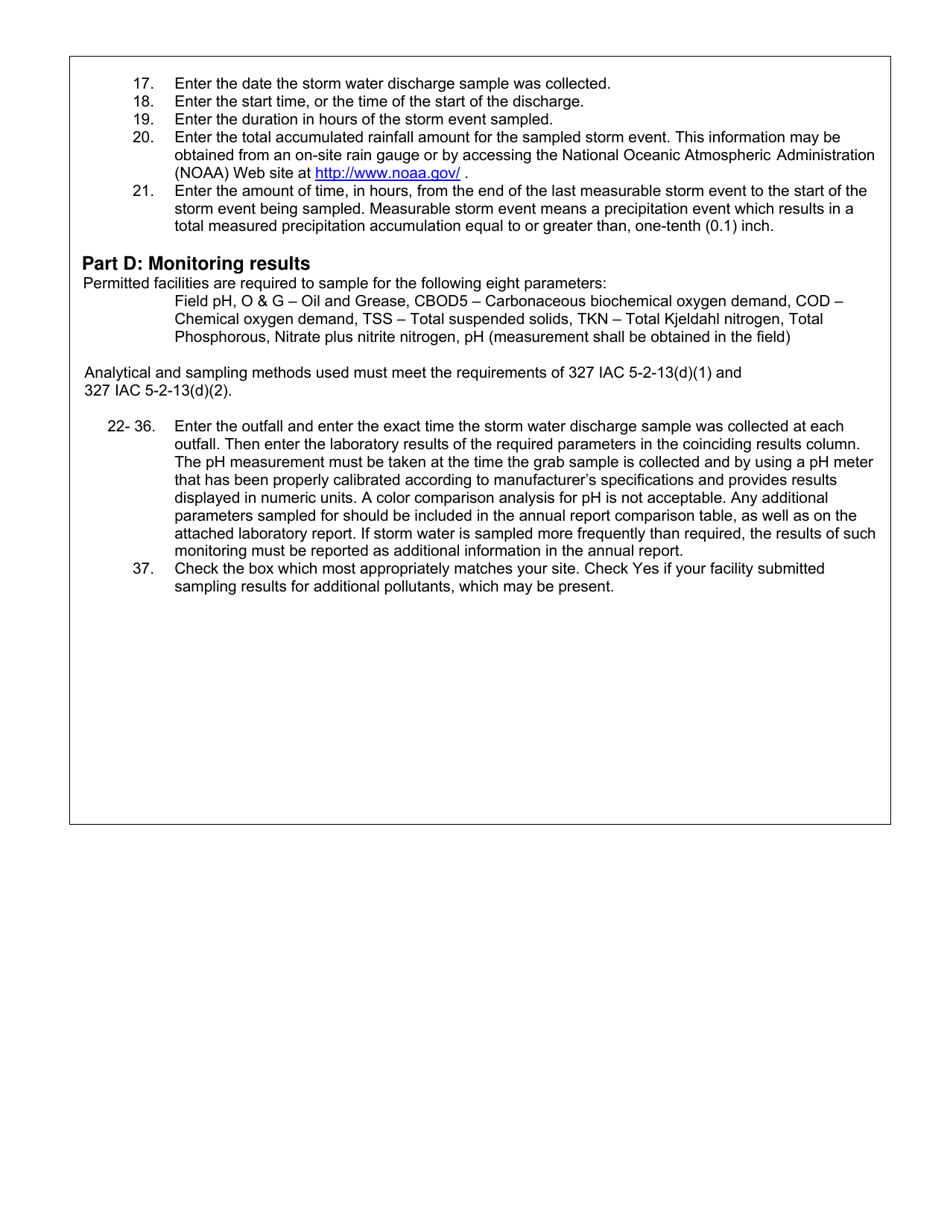 State Form 53590 Rule 6 Industrial Storm Water General Permit - Storm Water Discharge Monitoring Report - Indiana, Page 4