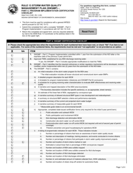 State Form 51280 Part C Rule 13 Storm Water Quality Management Plan (Swqmp) - Program Implementation Certification Checklist - Indiana