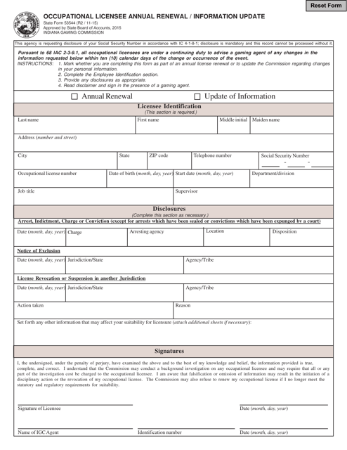 State Form 53544  Printable Pdf