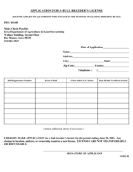 Application for a Bull Breeder&#039;s License - Iowa