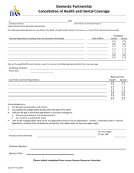 Document preview: Form 552-0779 Domestic Partnership Cancellation of Health and Dental Coverage - Iowa
