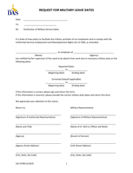 Document preview: Form 552-0798 Request for Military Leave Dates - Iowa