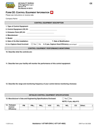 DNR Form 542-0938 (CE) Control Equipment Information - Iowa