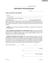 Document preview: Form 542-1546 Iowa Waste Tire Hauler Bond - Iowa