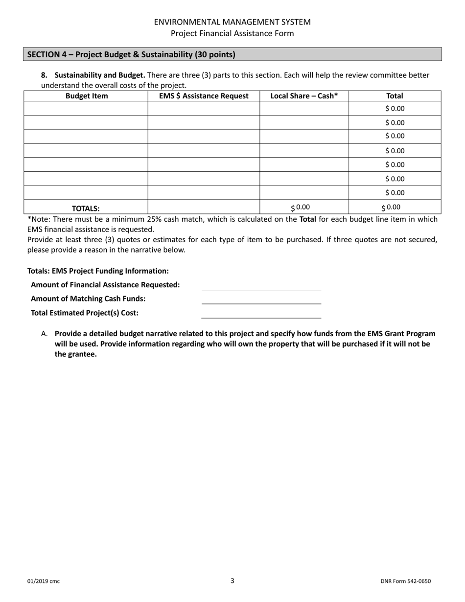 DNR Form 542-0650 Project Financial Assistance Form - Iowa, Page 3