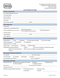 Document preview: DNR Form 542-0178 Line Tightness Test Form - Iowa