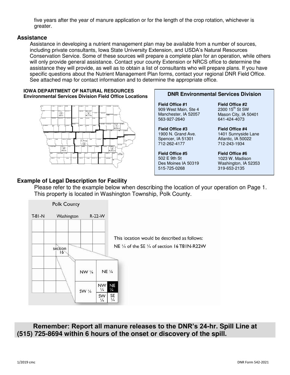 DNR Form 542-2021 Nutrient Management Plan Form - Iowa, Page 2