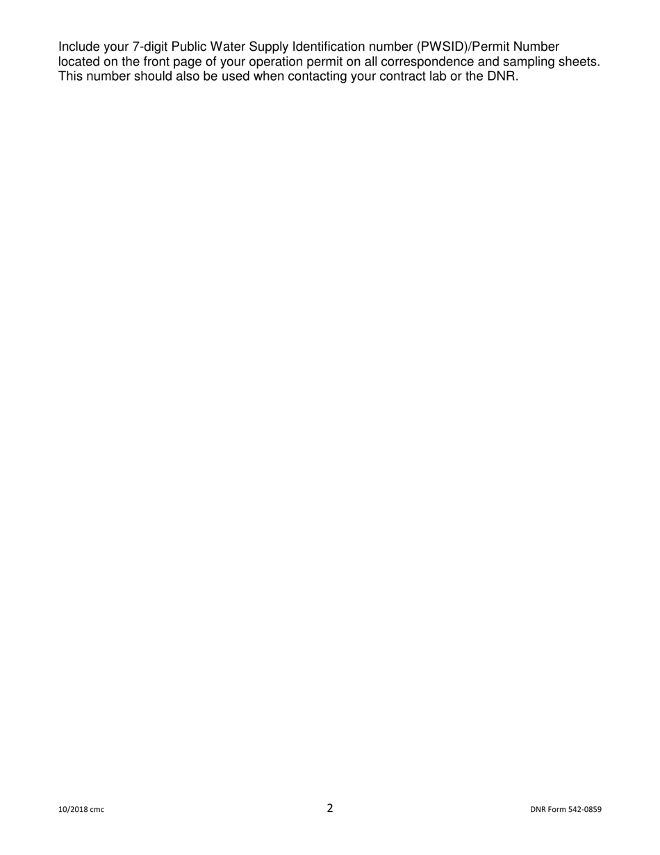 DNR Form 542-0859 Consecutive Surface Water / Influenced Groundwater Bacteria Sampling Plan - Iowa, Page 2