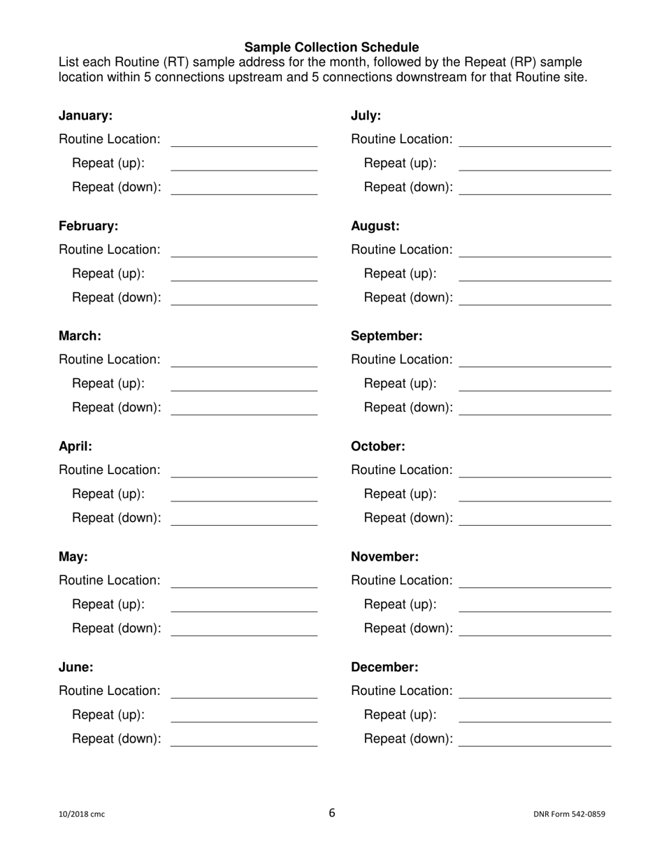 DNR Form 542-0859 Consecutive Surface Water / Influenced Groundwater Bacteria Sampling Plan - Iowa, Page 6