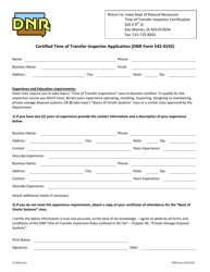 Document preview: DNR Form 542-0192 Certified Time of Transfer Inspector Application - Iowa