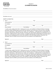 DNR Form 542-0657 Appendix A Co-permittee Roster - Iowa