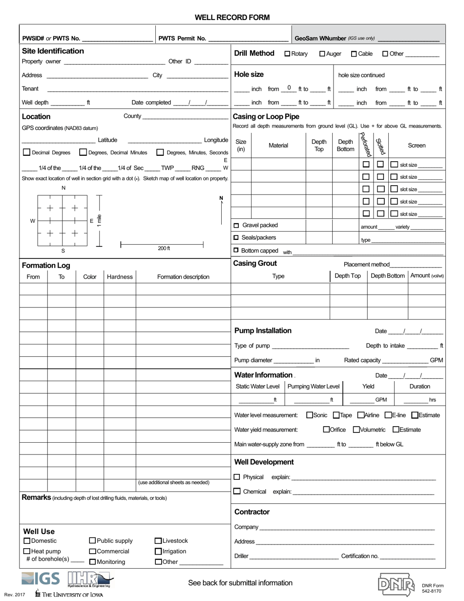 DNR Form 542-8170 - Fill Out, Sign Online and Download Fillable PDF ...