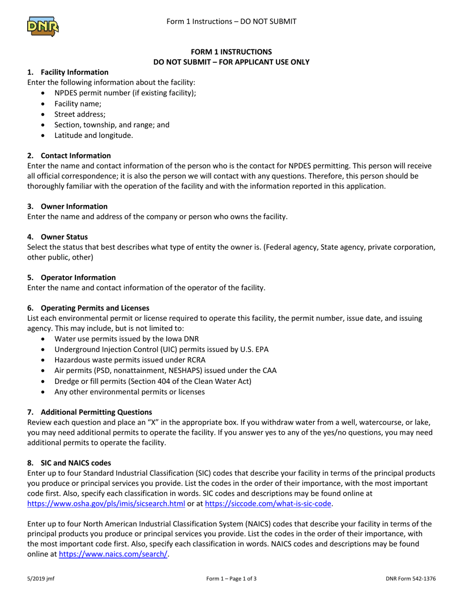 DNR Form 542-1376 (1) Npdes Form for Industrial Facilities - Iowa, Page 4