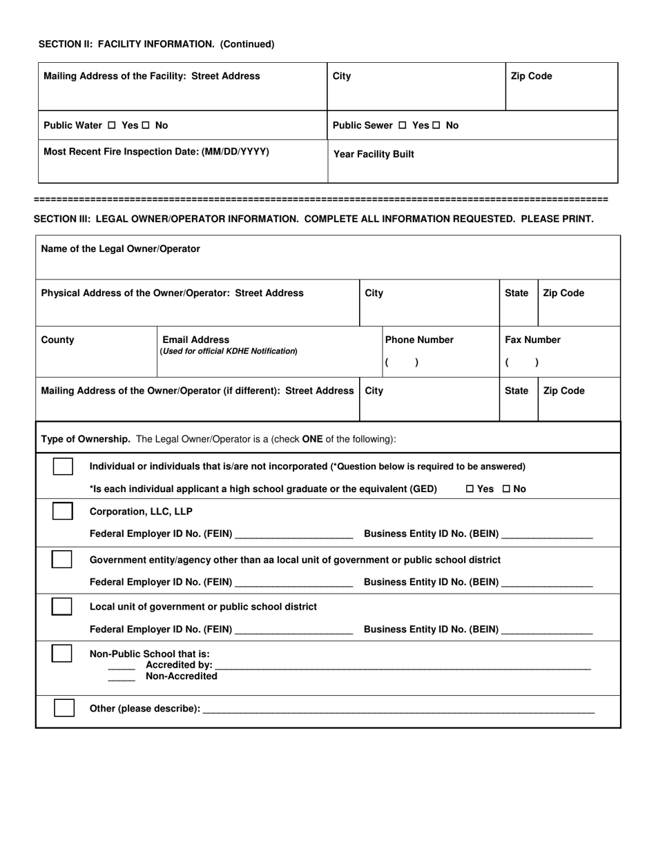 Form CCL.801 Application for a School Age Drop-In Program - Kansas, Page 2