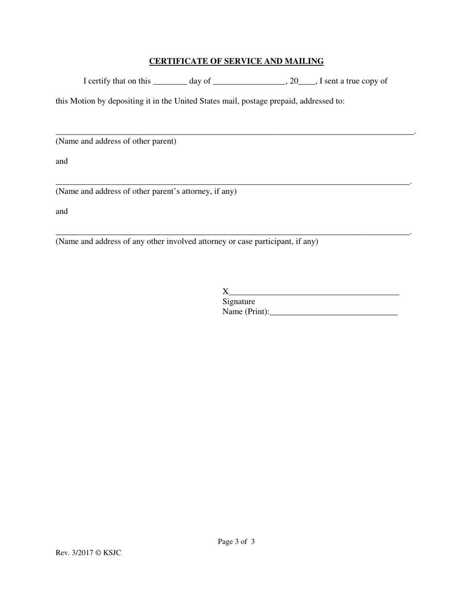 Motion to Enforce Parenting Time - Kansas, Page 3