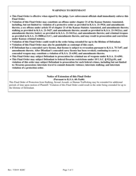 Final Order of Protection From Stalking, Sexual Assault, or Human Trafficking - Kansas, Page 3