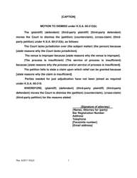 Document preview: Motion to Dismiss Under K.s.a. 60-212(B) - Kansas
