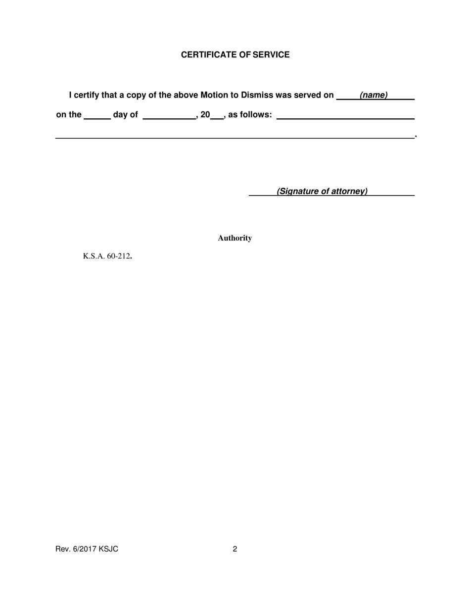 Kansas Motion To Dismiss Under K.s.a. 60-212(B) - Fill Out, Sign Online ...