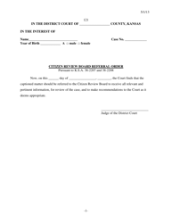Document preview: Form 121 Citizen Review Board Referral Order - Kansas