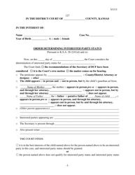 Document preview: Form 127 Order Determining Interested Party Status - Kansas