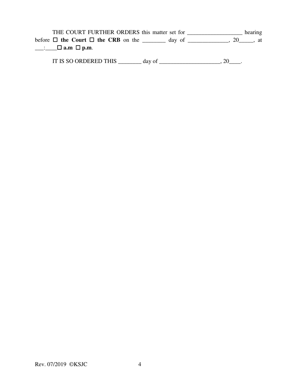 Form 170.2 Permanency Hearing Order Based on the Citizen Review Board Recommendations Hearing - Kansas, Page 4