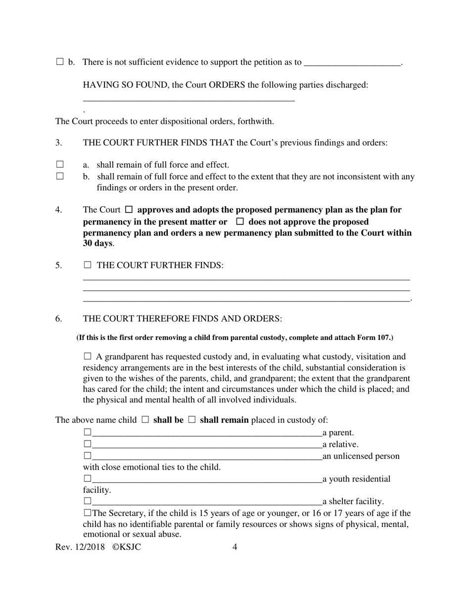 Form 141.1 Journal Entry and Orders of Adjudication and Disposition - Kansas, Page 4