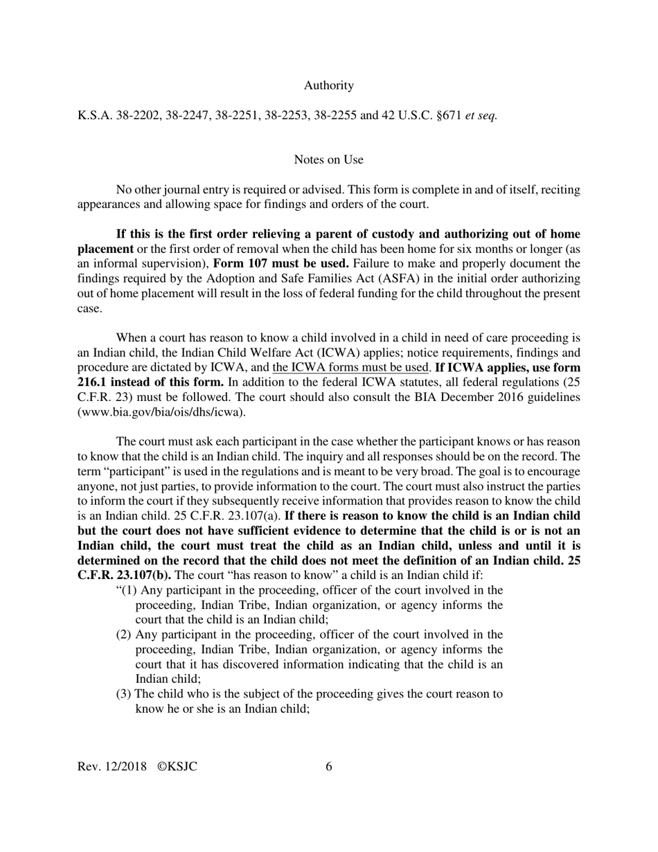 Form 141.1 Journal Entry and Orders of Adjudication and Disposition - Kansas, Page 6