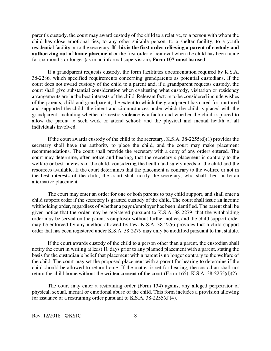 Form 141.1 Journal Entry and Orders of Adjudication and Disposition - Kansas, Page 8