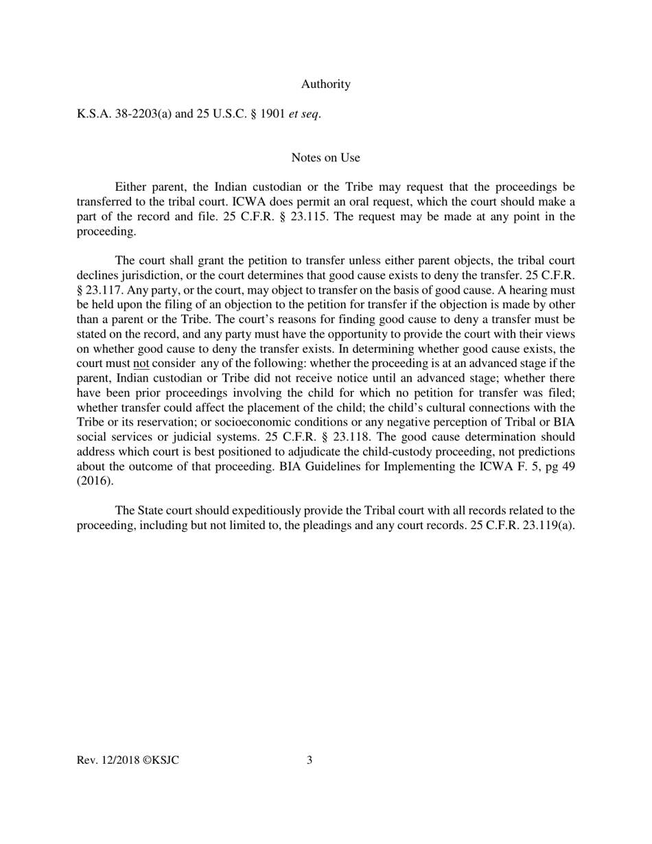 Form 214 Indian Child Welfare Act Order Transferring Jurisdiction, Releasing Child From Dcf Custody and Termination Court Jurisdiction - Kansas, Page 3