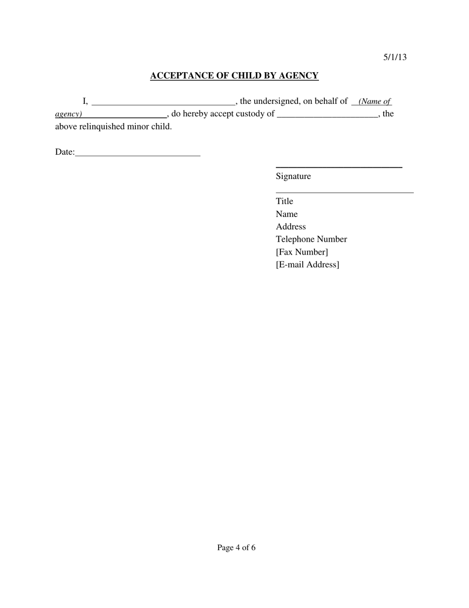 Form 223 Indian Child Welfare Act Relinquishment of Minor Child to Agency - Kansas, Page 4
