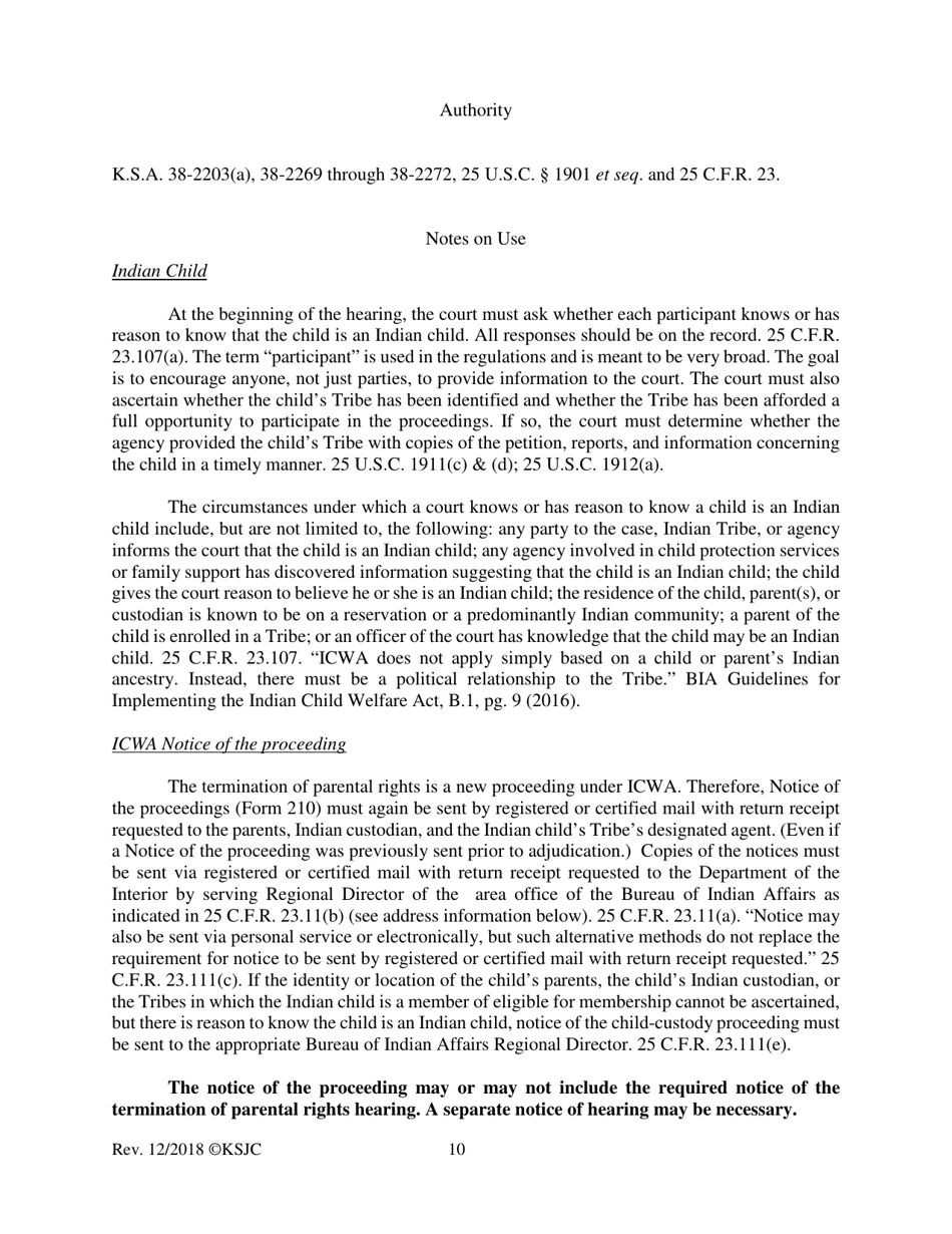 Form 220 Indian Child Welfare Act Finding the Unfitness and Order Terminating Parental Rights or Appointing Permanent Custodian - Kansas, Page 10