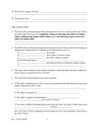 Form 220 Indian Child Welfare Act Finding the Unfitness and Order Terminating Parental Rights or Appointing Permanent Custodian - Kansas, Page 2