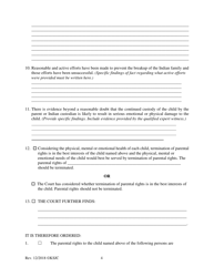 Form 220 Indian Child Welfare Act Finding the Unfitness and Order Terminating Parental Rights or Appointing Permanent Custodian - Kansas, Page 4