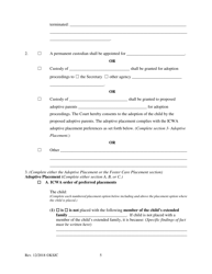 Form 220 Indian Child Welfare Act Finding the Unfitness and Order Terminating Parental Rights or Appointing Permanent Custodian - Kansas, Page 5