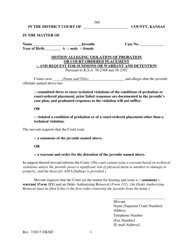 Form 368 Motion Alleging Violation of Probation or Court Ordered Placement and Request for Summons or Warrant and Detention - Kansas